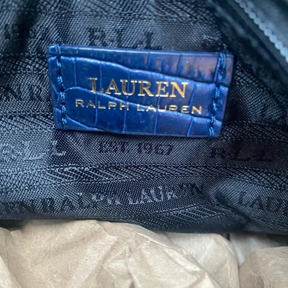 Vintage Ralph Lauren Blue Label Croc-Embossed Satchel in Royal Blue - Picture 4 of 4